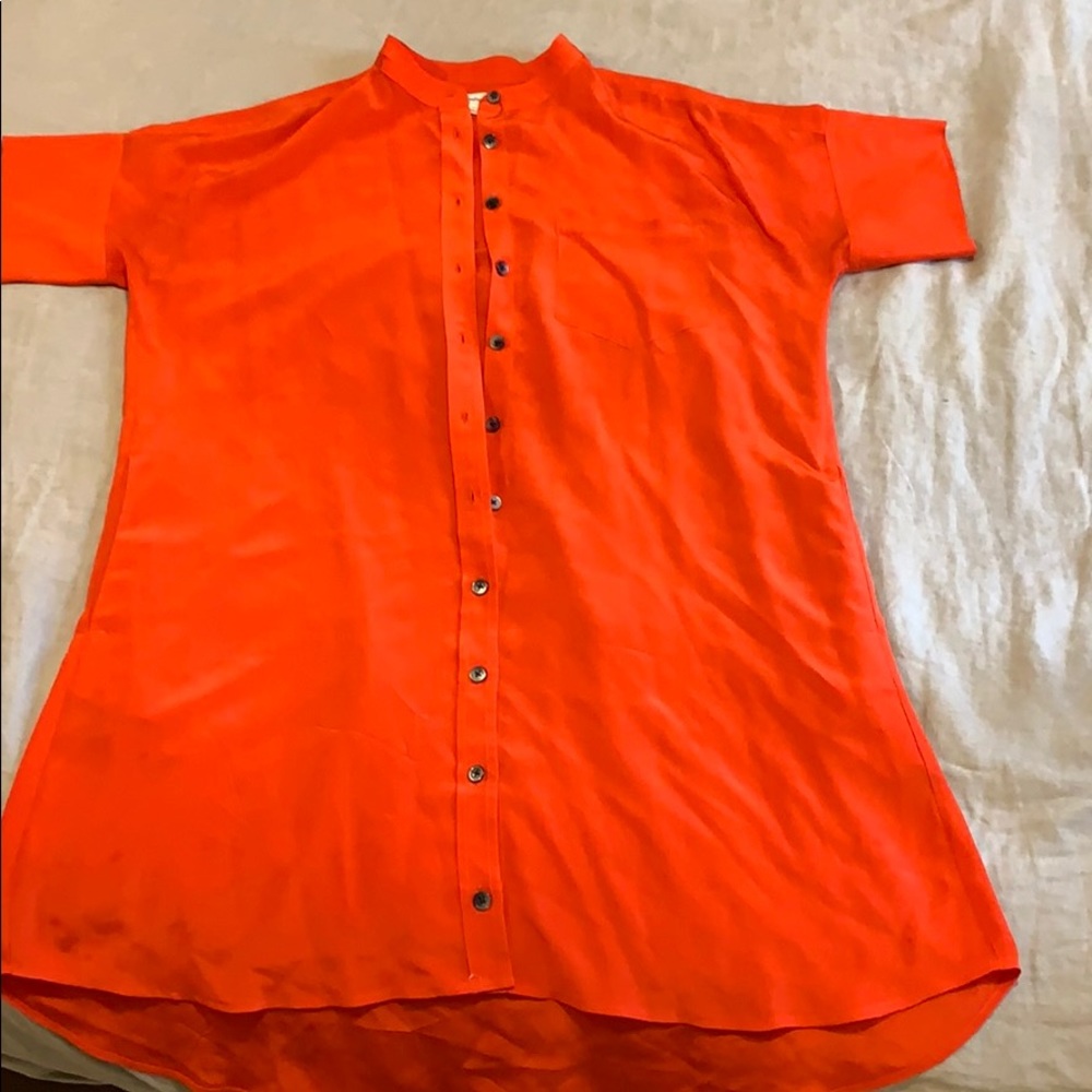 Madewell red button up silk dress